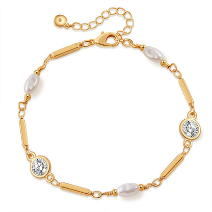 Copper Plating 18K  Retaining Inlaid Zircon Bracelet